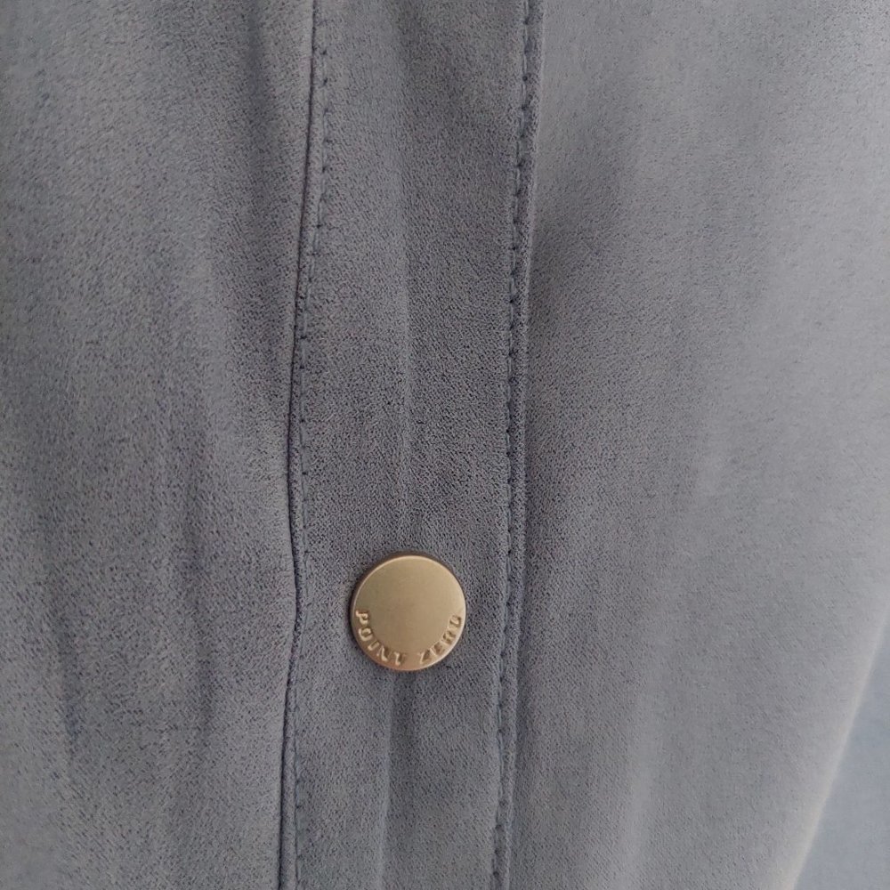 Point Zero Poly Button Up Shirt Sleeveless Dress, Size 9/8 Blue - Picture 3 of 7